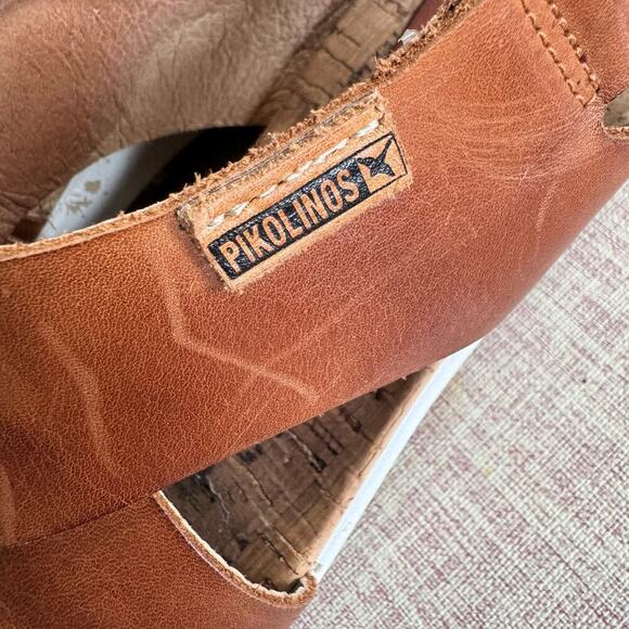 Pikolinos Women’s Mykonos Wedge Sandals Brandy Leather Size 37/ US 6.5-7 - Picture 4 of 10
